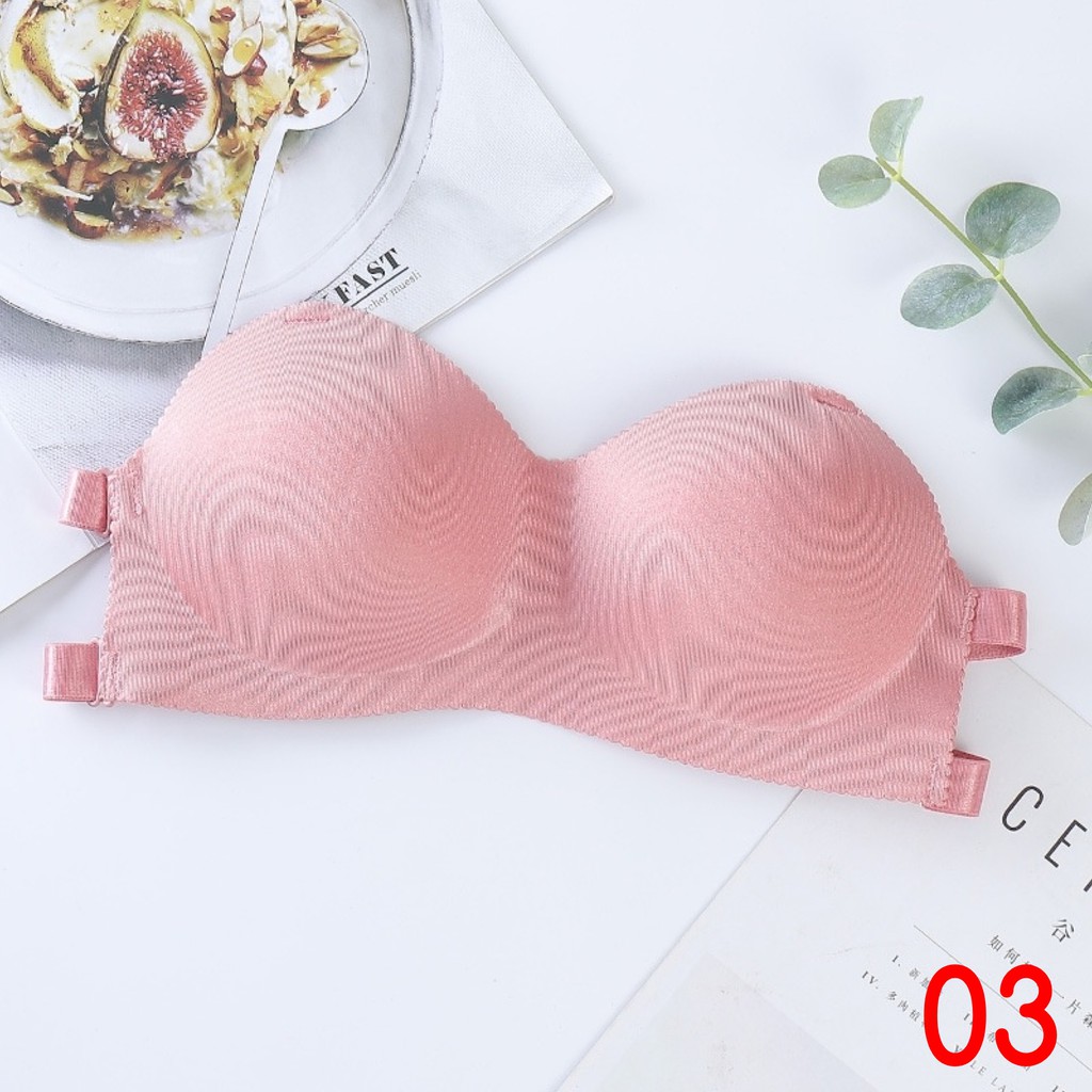 Blackpink Bra Push Up Model Backless BH Tanpa Tali Polos Gaya Korea Untuk Wanita 1002-PINK