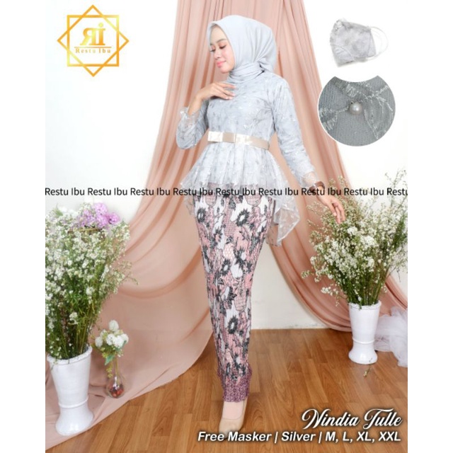 setelan kebaya aurora tulle mutiara/kebaya wisuda/kebaya kartini/kebaya terbaru/kebaya murah/kebaya