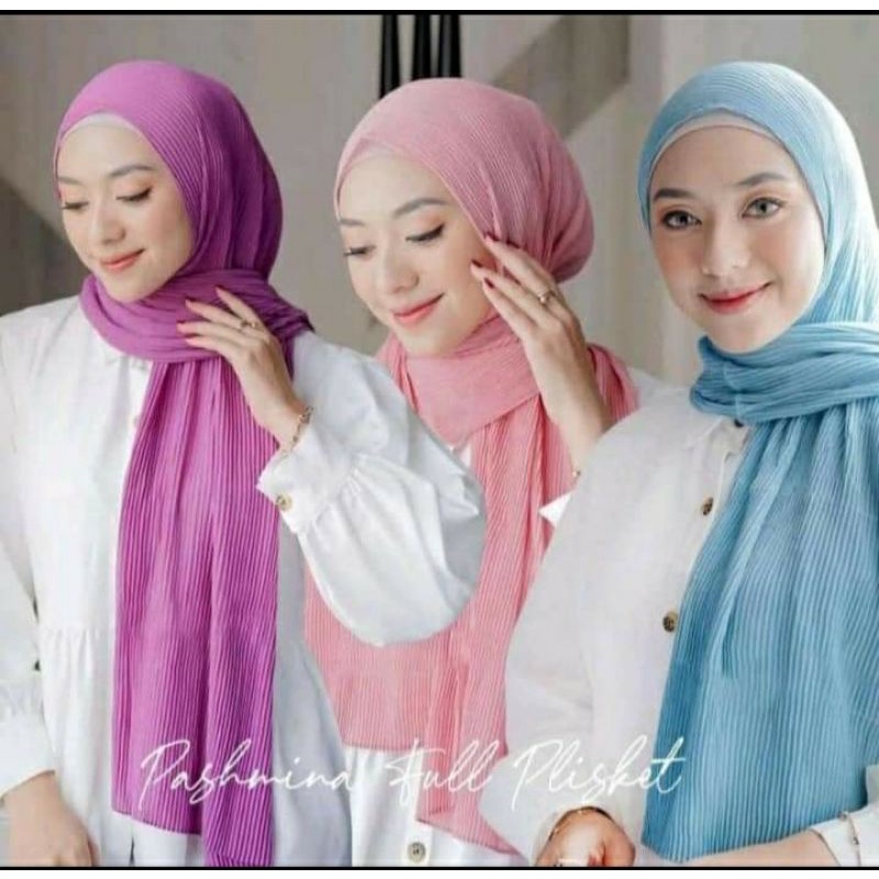 Pashmina Plisket ceruty babydol/FULL Plisket tanpa garis tengah