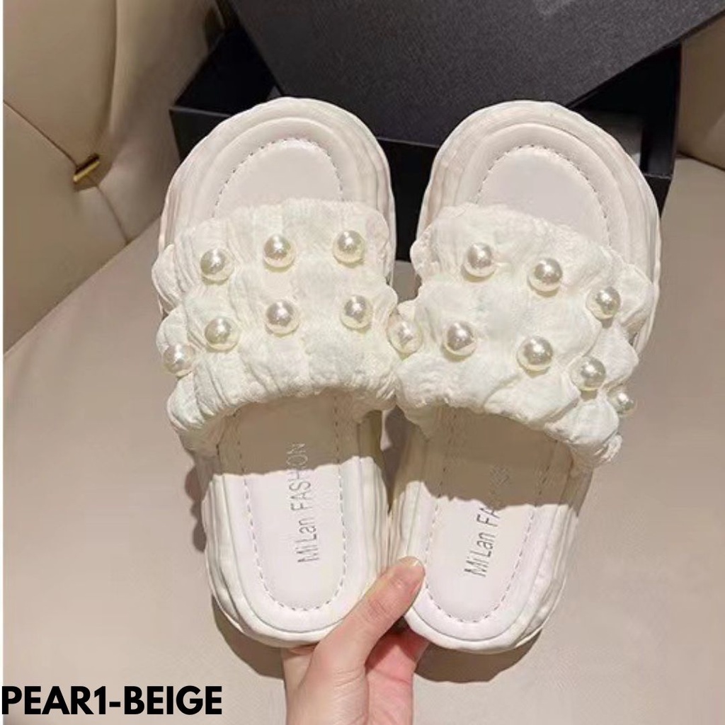 SANDAL WANITA SLIP-ON PRAKTIS GET IT NOW DAN JADI TINGGI WES KEREN BAHAN PVC IMPORT PEARL1