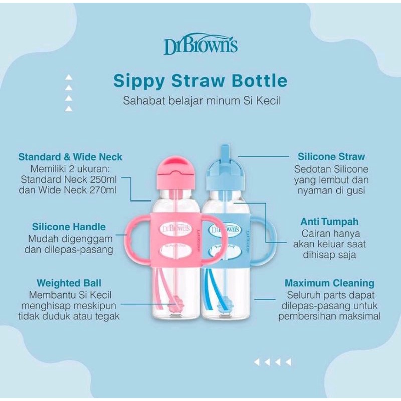 Dr.Brown's Sippy Straw Bottle/Botol Minum Anak