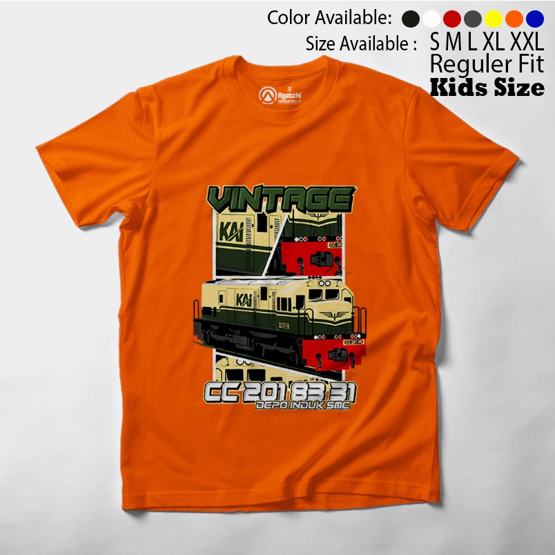 Baju Kaos Atasan Anak Laki-Laki Dan Permpuan Motif Kereta Api KAI Vintage