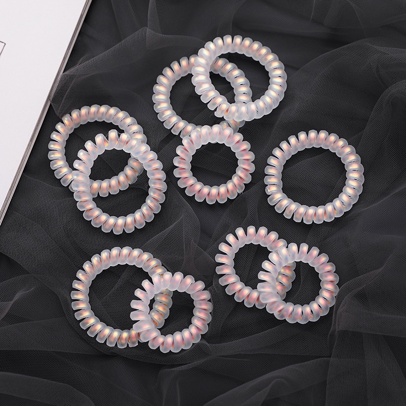 WHITE RAINBOW SPIRAL HAIRTIE IKAT RAMBUT MODEL SPIRAL KARET KABEL TELEPON MINI TEBAL KUCIR ELASTIS POLOS WARNA WARNI GRADIASI TRANSPARAN AKSESORIS WANITA SIMPEL CASUAL / KOREAN ELEGANT PONYTAIL HIGH END COLORFUL STRETCHY SIMPLE BAND HAIR TIES KUCIRAN RUBB