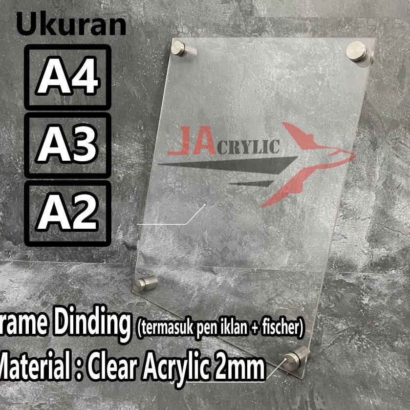 Super Irit Frame Foto Akrilik / Display Dinding Akrilik Ukuran A4 / A3 / A2