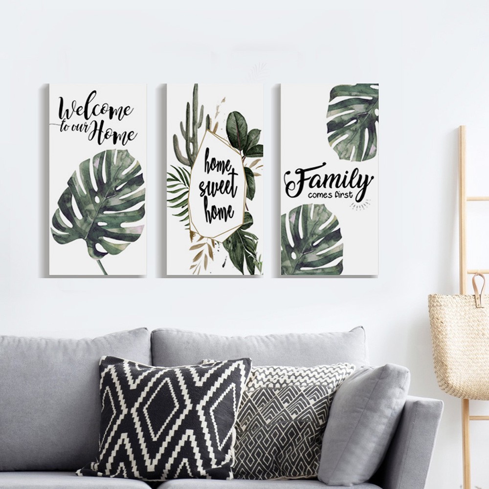 DAPAT 3 Hiasan dinding kamar pajangan wall decor rumah quotes islami Poster dinding monstera bunga