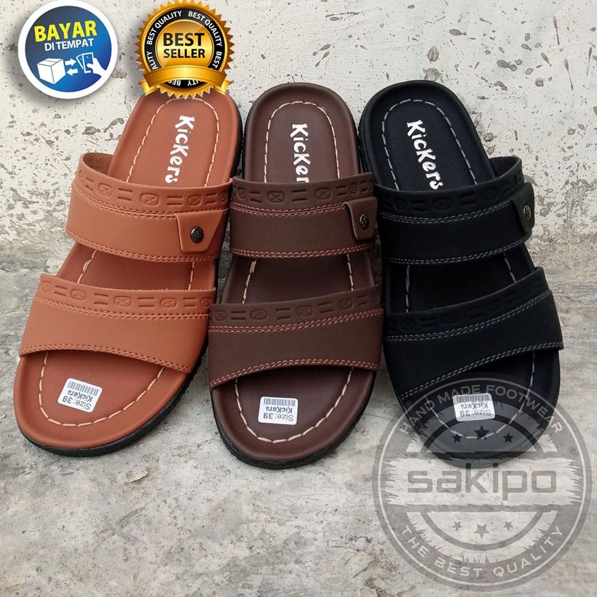 BJS.16Ap22ᴱ– SANDAL PRIA DEWASA KICKERS BAN 2 TRENDI / SANDAL SLOP TREPES KEREN / SAKIPO