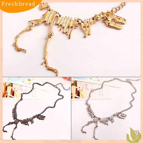 [TERLARIS]Men Women Unisex Punk Dinosaur Bone Drop Pendant Statement Alloy Chain Necklace