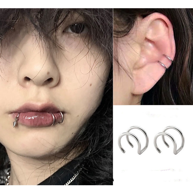 1pc Anting Klip Telinga Bentuk U Bahan Titanium Steel Untuk Pria Dan Wanita