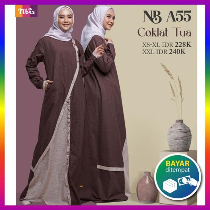 Terbaik Baju Gamis Dress Nibras Wanita Muslim Terbaru 2020 Promo Murah Nb A55 - Abu, Xs Termurah
