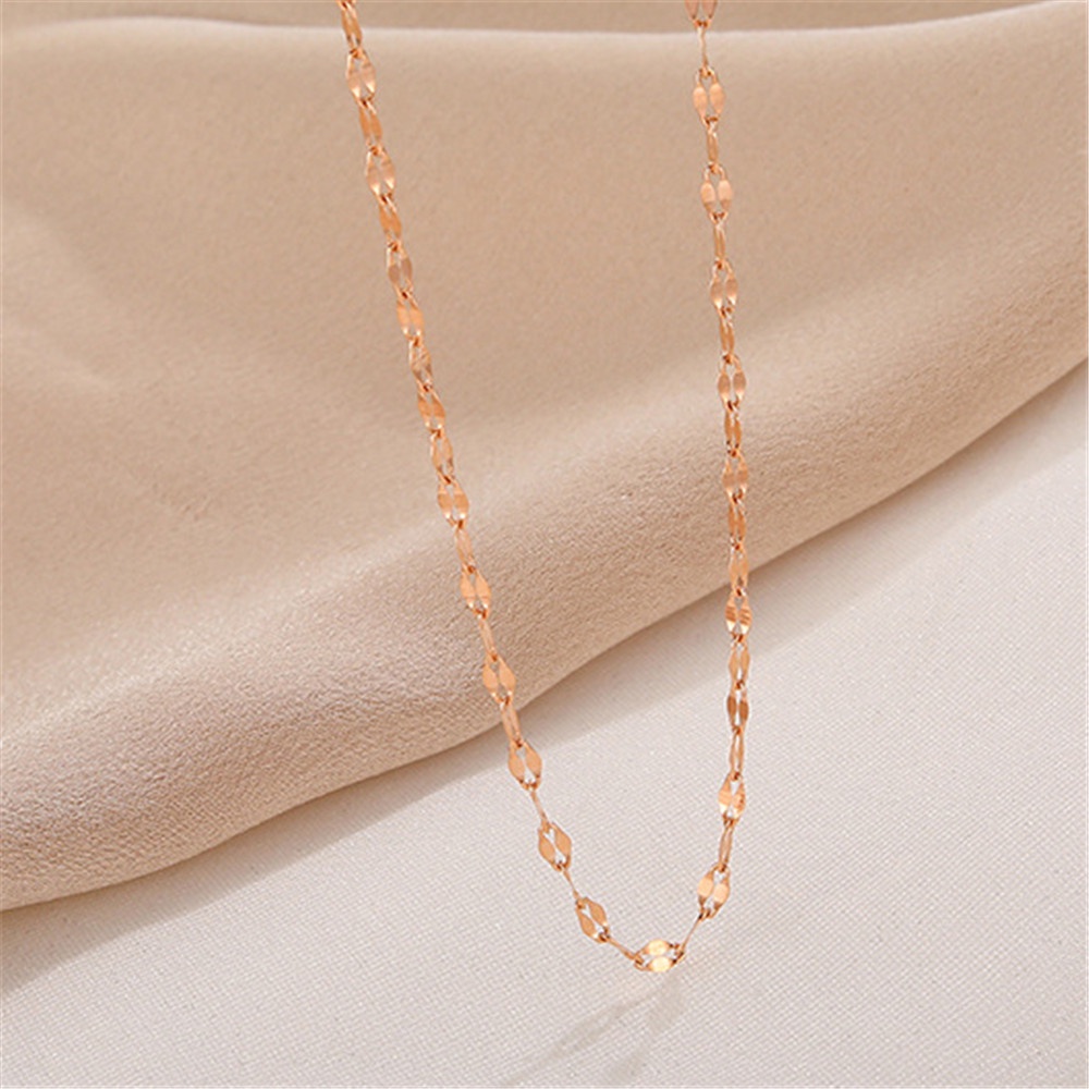 Kalung Rantai Klavikula Bahan Titanium 18k Warna Rose Gold