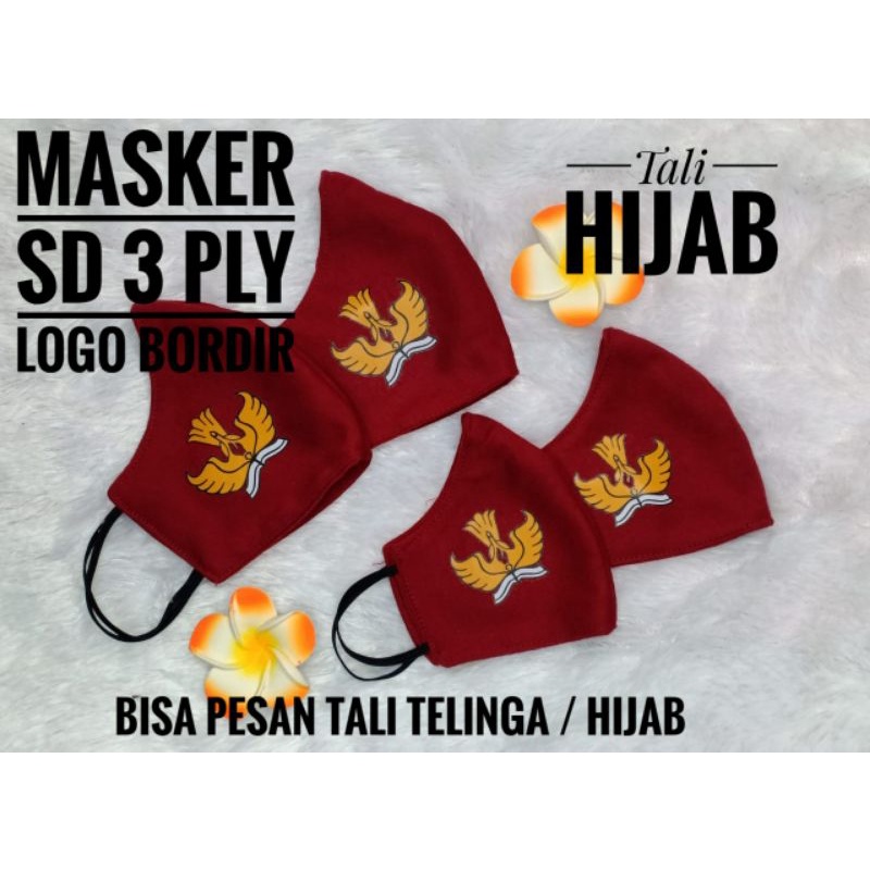 Masker anak SD Model Duckbill logo sablon/ bordir