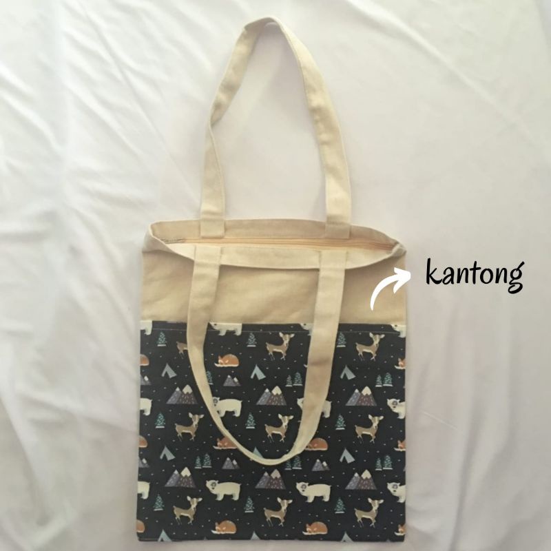 Aryanti Totebag Kanvas Kantong Motif Size Besar