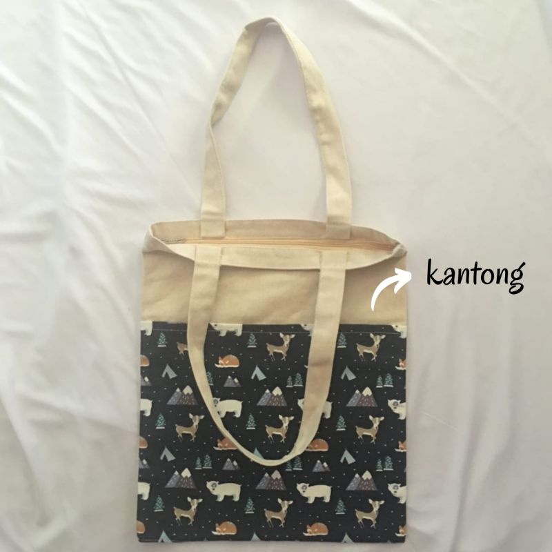 Aryanti Totebag Kanvas Kantong Motif Size Besar