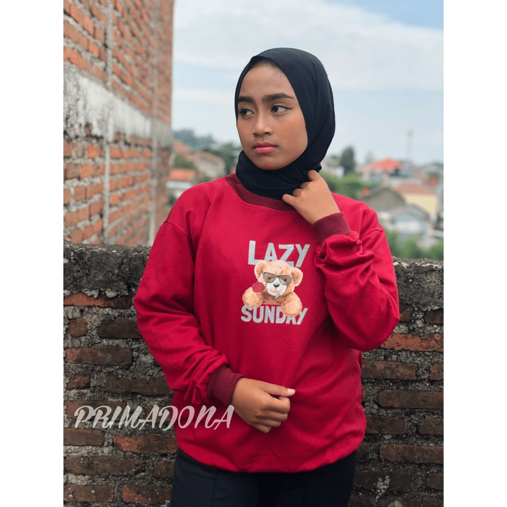 Crewnek sweater wanita &amp; pria bahan flece basic  L XL XXL