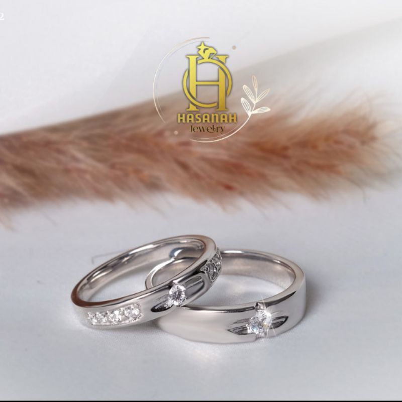 Cincin Kawin Tunangan Palladium Emas Platinum Couple L.2