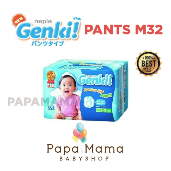 Nepia Genki Pants M32 M 32 Perekat Diaper Popok Bayi Baby Popok