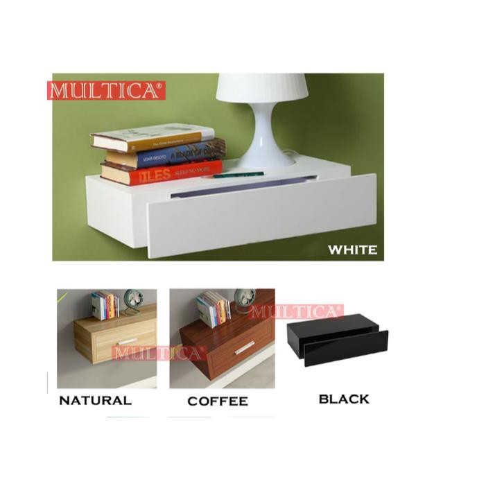 Siapkirim# Multica Rak Meja Dinding Laci Kayu Pvc Dinding Minimalis Rak Buku 60Cm - Putih