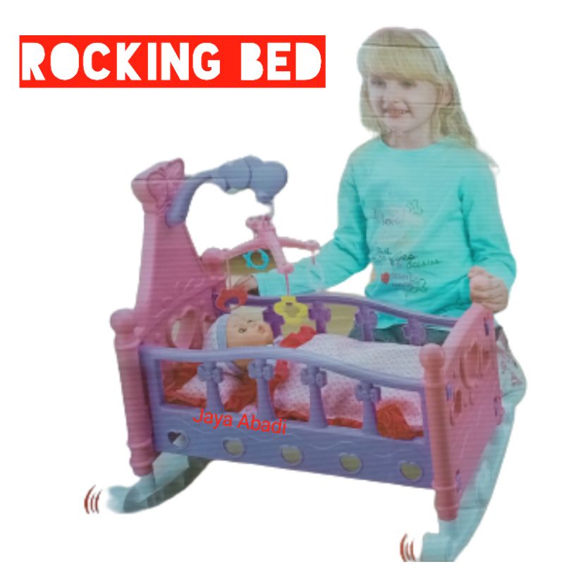 Mainan Tempat Tidur Barbie / Boneka Rocking Bed (tanpa Boneka)