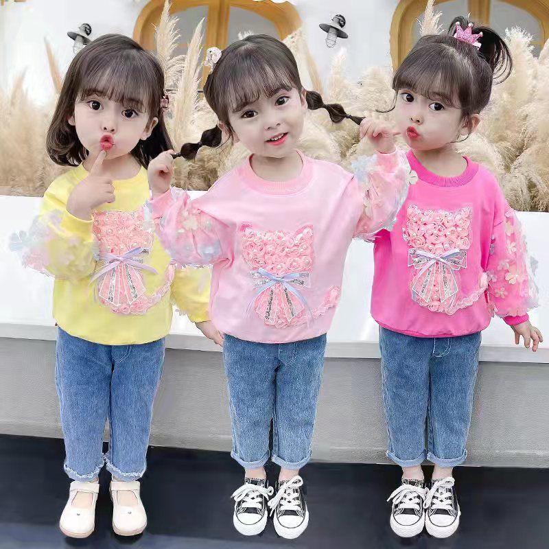 Set Jeans Kaijili Sweater Import Anak Perempuan 1-5 Tahun