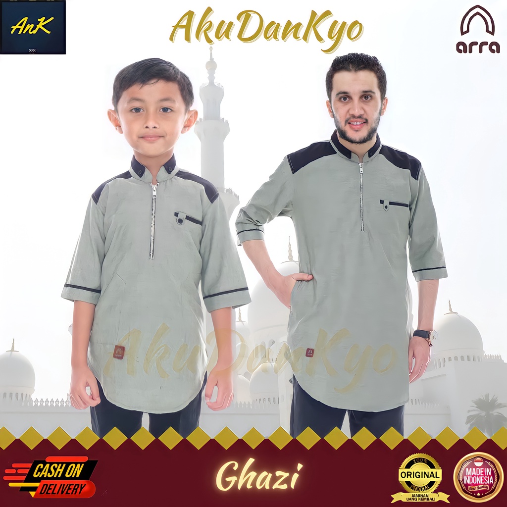 Baju Koko Couple Ayah Dan Anak Lengan Pendek Arra Ghazi Baju Kokoh Muslim Kurta Pakistan