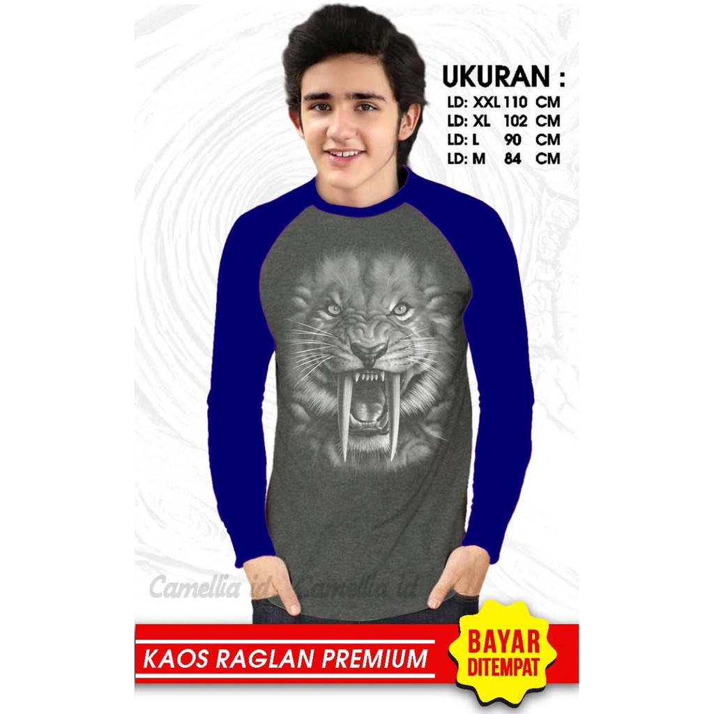 Kaos Raglan (MACAN)/Kaos Pria Lengan Panjang/ Kaos Pria/ Kaos Cowok/ Kaos Oblong/Misty/Kaos