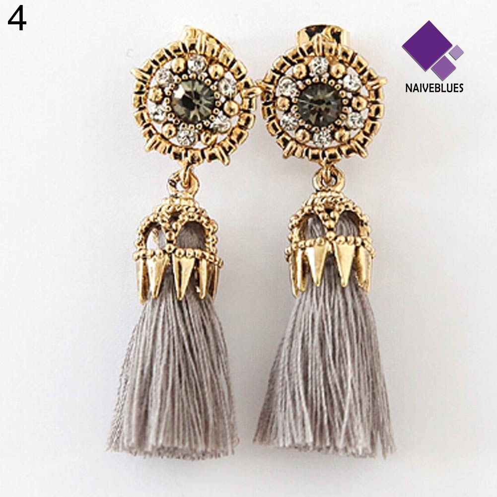 Anting Juntai Panjang Model Hollow Rumbai Gaya Vintage Untuk Wanita