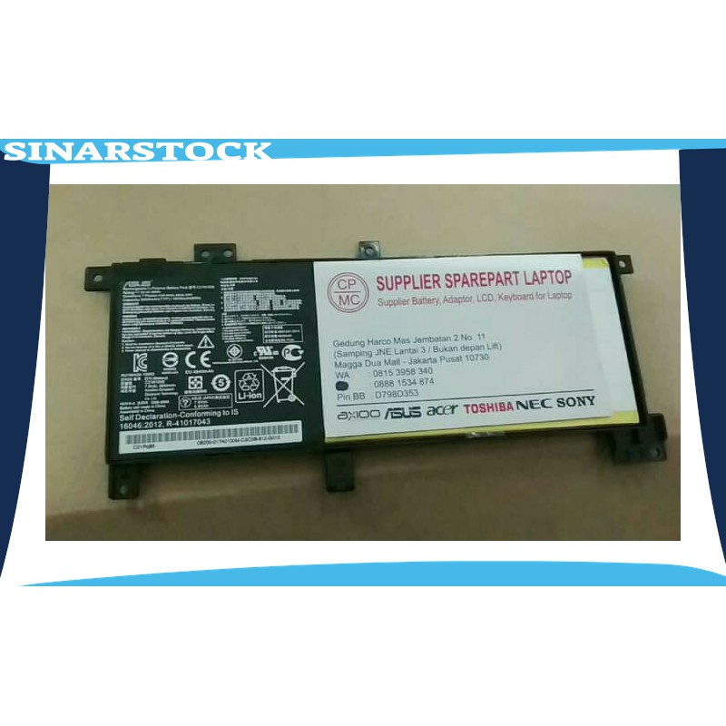 Baterai Asus a456u c21n1508 Original batre batre batrai batray batere battery laptop seri series