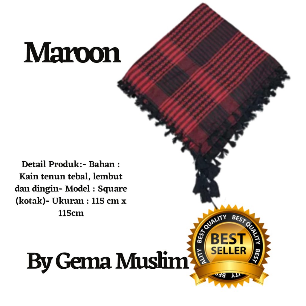 sorban gema kotak maroon rumbai