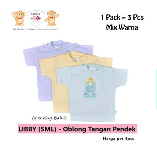 3PCS LIBBY Baju Oblong Tangan Pendek Size Besar WARNA POLOS- BELLA SHOP