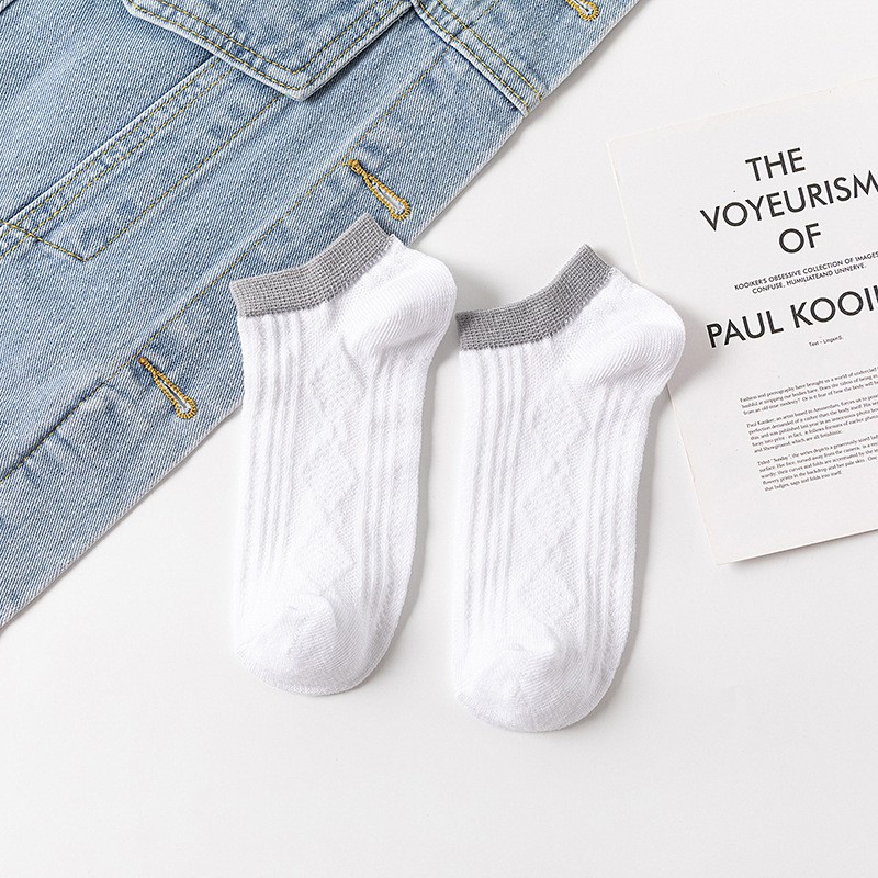 Kaos Kaki Ankle Cute Kaos Kaki Pendek Polos dan Motif Semata Kaki Import Murah Motif Polos-LIST - PUTIH