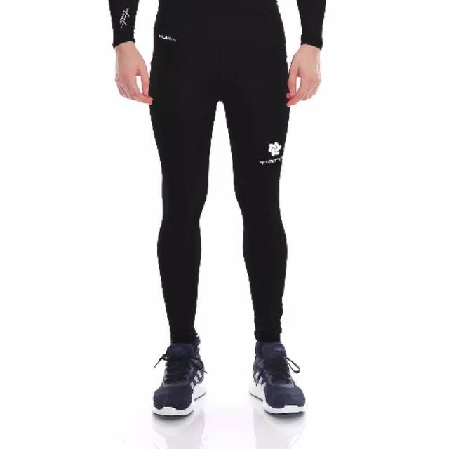 Tiento Baselayer Legging Olahraga Long Pants Black White Original