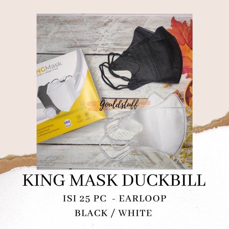 KING MASK DUCKBILL ISI 25PC EARLOOP WARNA HITAM PUTIH / MASKER KING DUCKBILL / DUCKBILL PREMIUM BAHA