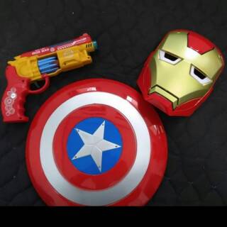  MAINAN  TAMENG PISTOL  TOPENG IRON MAN LARISSSSS IRONAN 