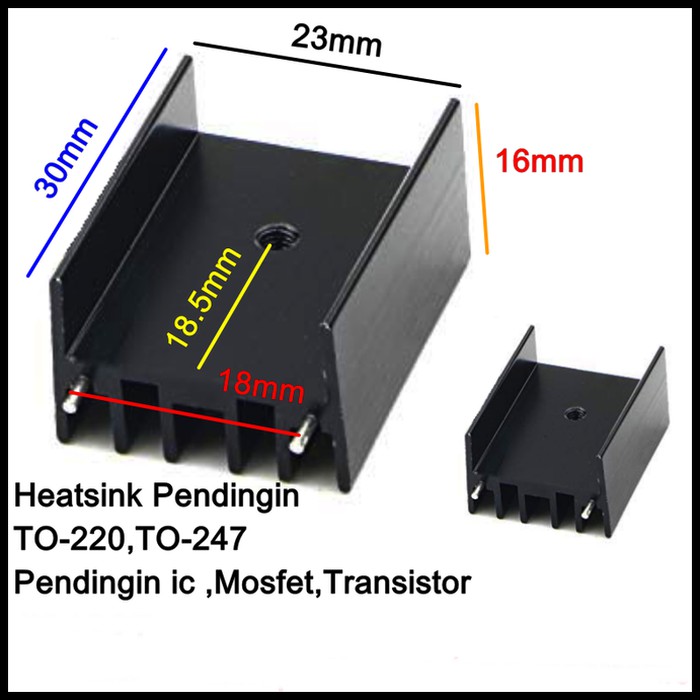 Heatsink 30x23x16mm Aluminium Ada Kaki untuk TO 220 247 Pendingin