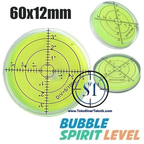 Waterpass Bulat Round 60x12mm Bubble Level Spirit 6012 Waterpas Bundar Alat Ukur Kedataran Objek