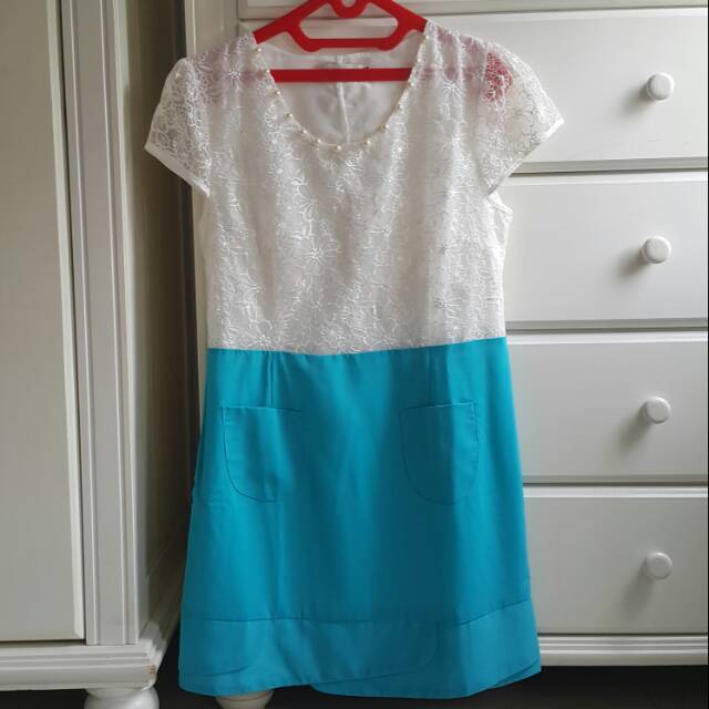 Preloved terusan Dress brokat qiudina