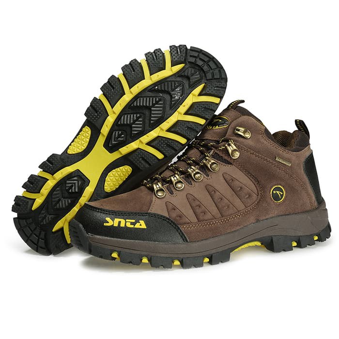PROMO Sepatu Original Berkualitas SNTA Gunung Pria Hiking Outdoor 470 Brown Yellow Waterproof Z0M6