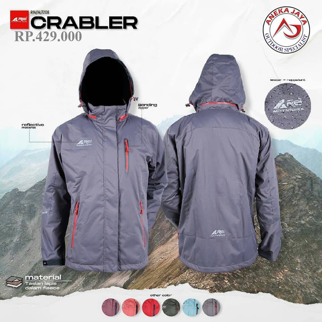 JAKET AREI REI CRABLER | JACKET POLAR FLEECE WATERREPPELENT WINDPROOF RIDING MOUNTAINEERING GUNUNG PENDAKI HIKING OUTDOOR HANGAT PRIA WANITA SUMBING HARDSHELL ORIGINAL ORI