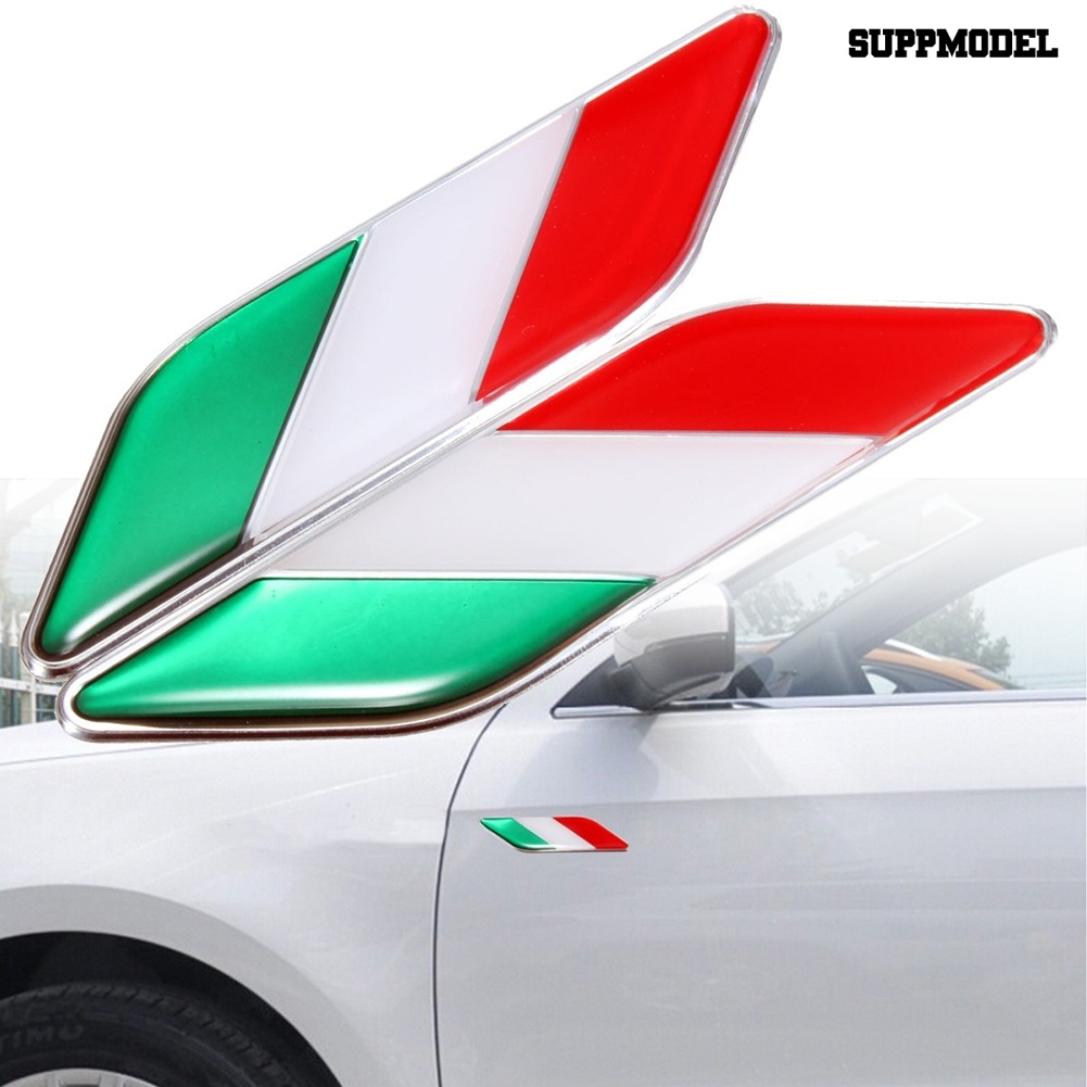 Car 2Pcs Stiker Emblem Bendera Italia 3D Anti Air Untuk Dekorasi Mobil