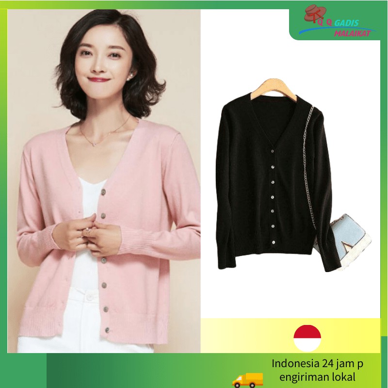 Pakaian Wanita Longgar Rajutan Cardigan V-neck Sweater Lengan Panjang kardigan cardigan wanita cardi