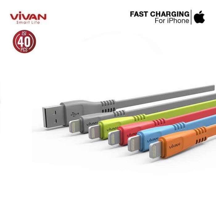 Kabel Data Vivan CSL100S For Iphone Cable Data  (1 Toples ini 40 Pcs) - Garansi Resmi 1 Tahun