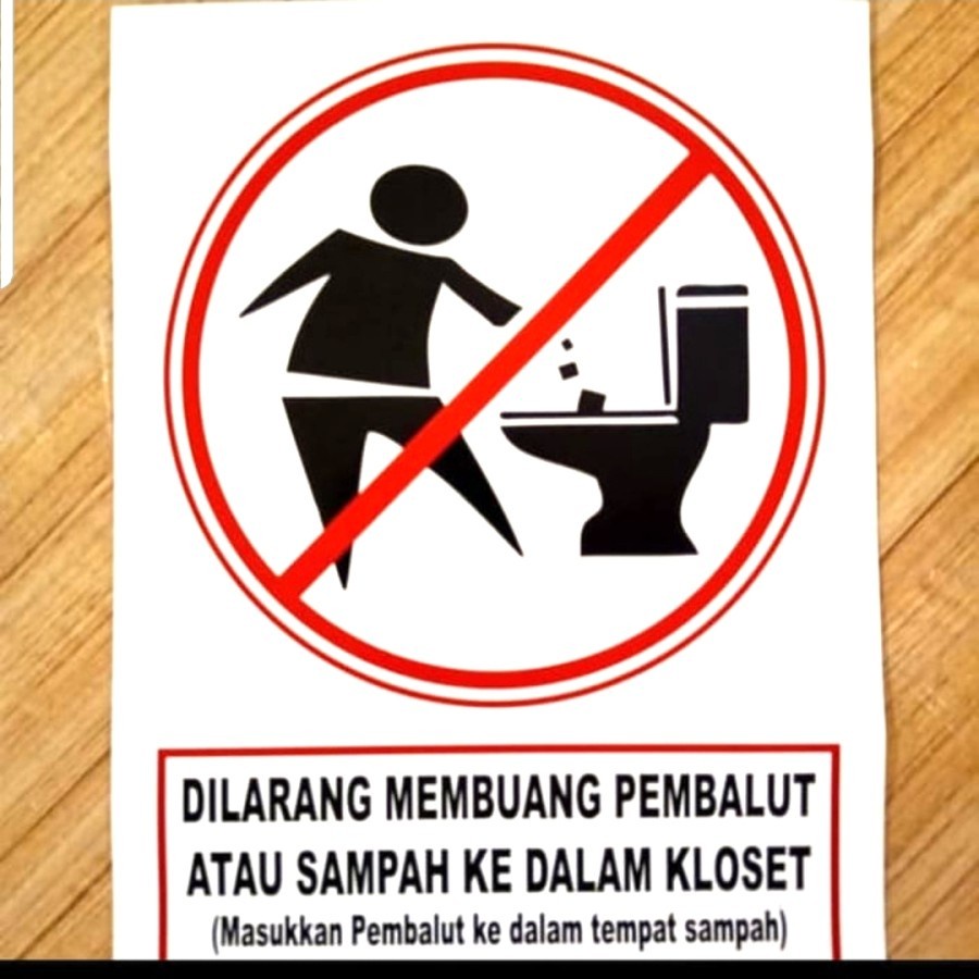 

SIGN STICKER RAMBU DILARANG MEMBUANG PEMBALUT ATAU SAMPAH UK 15X20CM