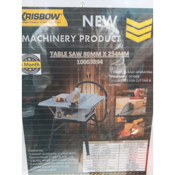 Krisbow table saw meja gergaji otomatis portabel