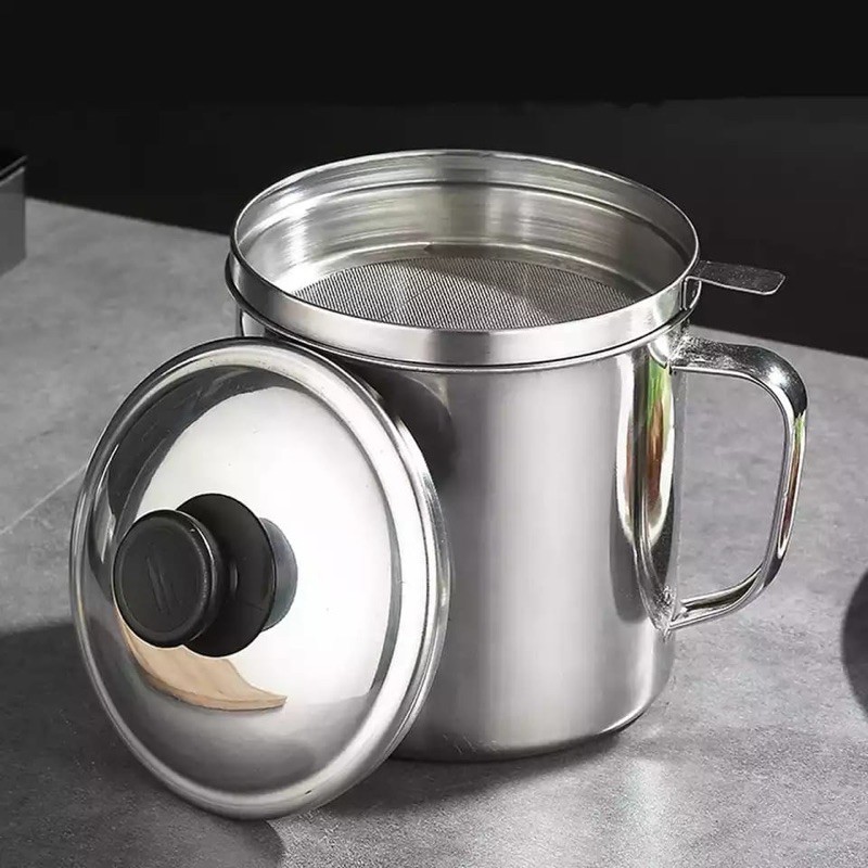 Oil Pot Saringan Tempat Minyak 1200ml Stainless Steel