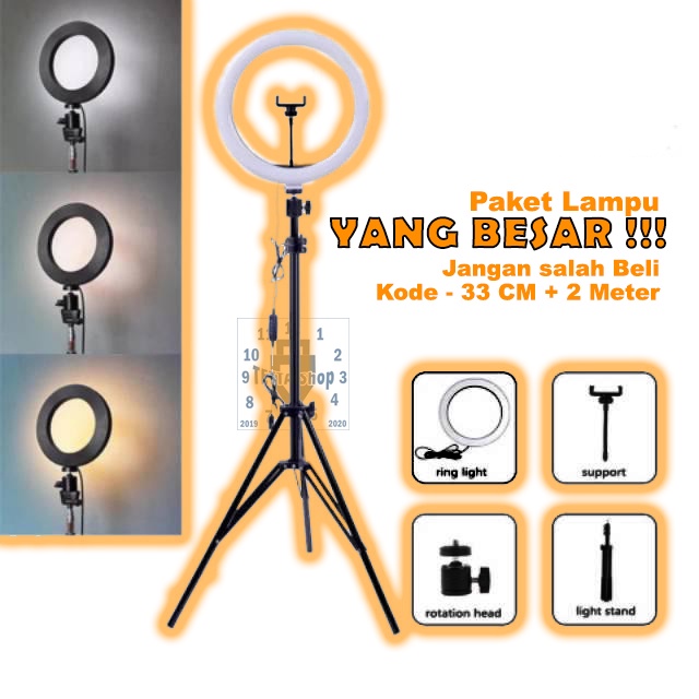 Ringlight Besar I Udah Satu Paket Tinggal Pasang I 30-33 CM Panjang 2,1 Meter I Lampu Bundar Besar