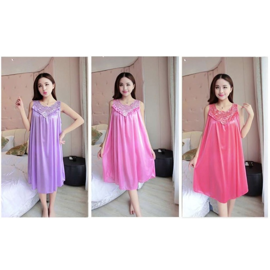 BAJU TIDUR DASTER RENDA BRUKAT BAHAN SATIN GOOD QUALITY