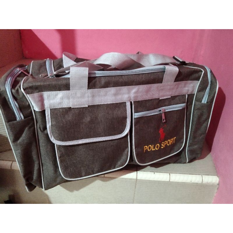 Tas pakaian Mudik Denim poloo sport travel bag multifungsi