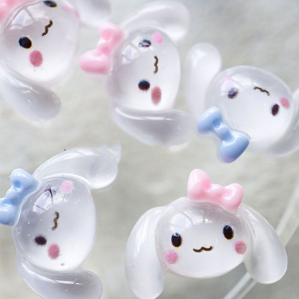 MXBEAUTY Japanese-style Puppy Nail Art Jewelry Cartoon DIY Nail Ornament Nail Art Decoration Cute Transparent Resin Lovely Big Ear Dog Manicure Accessories/Multicolor