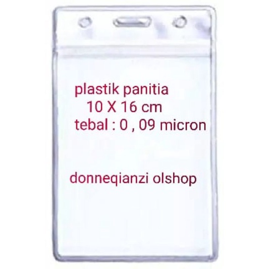 

RB plastik panitia / plastik nametag, ukuran 10 X 16cm 1pak ( isi 100pcs )