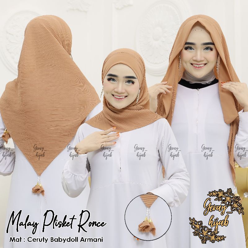 SEGITIGA MALAY PLISKET RONCE / JILBAB INSTAN / JILBAB PLISKET / JILBAB MALAY / SEGITIGA INSTAN / JILBAB SEGI EMPAT / JILBAB SEGIEMPAT